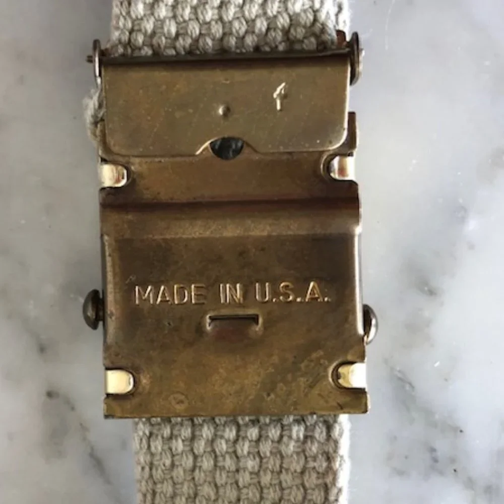 STETSON Born in American Eagle Embossed Gold Tone Web Belt Vintage RARE